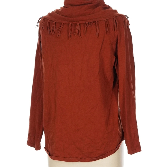 Style & Co Women's Rust Cowl Neck Sweater with Fringe - Size Large - Picture 2 of 5